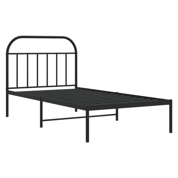 Metal Bed Frame with Headboard Black 107x203 Cm Tptlto