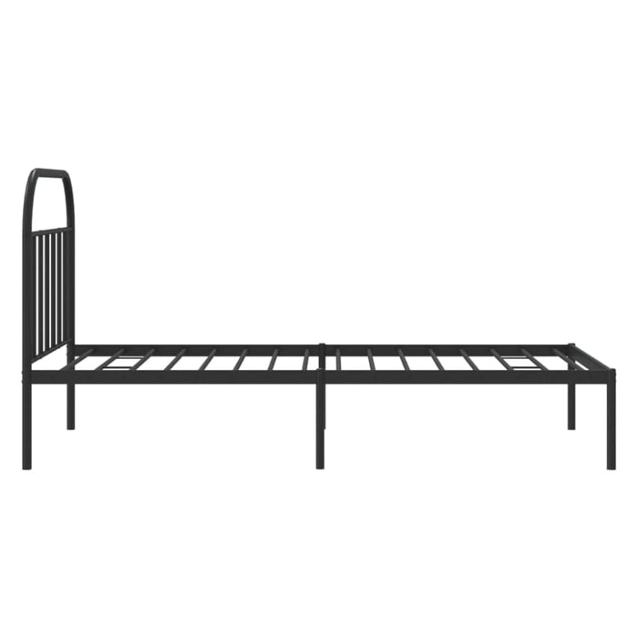 Metal Bed Frame with Headboard Black 107x203 Cm Tptlto