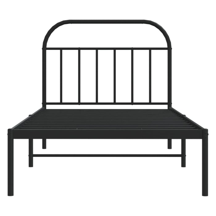 Metal Bed Frame with Headboard Black 107x203 Cm Tptlto