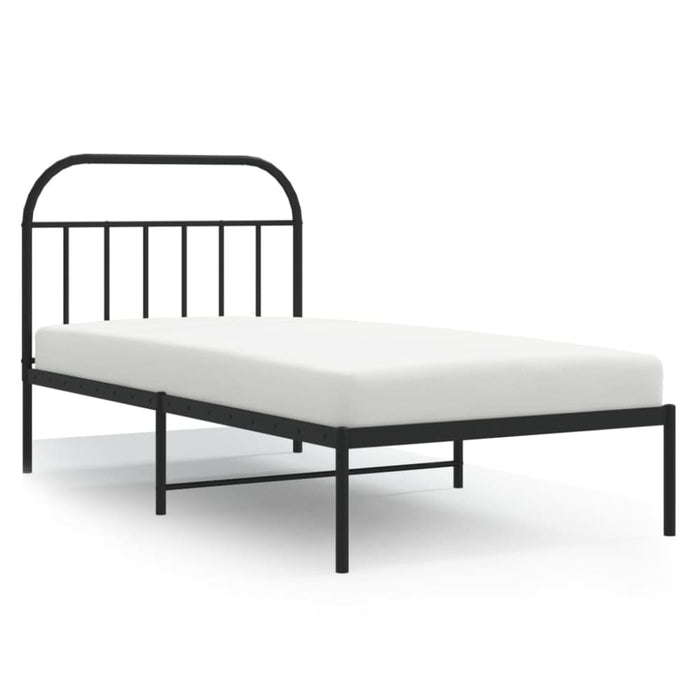 Metal Bed Frame with Headboard Black 107x203 Cm Tptlto