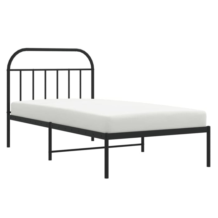 Metal Bed Frame with Headboard Black 107x203 Cm Tptlto