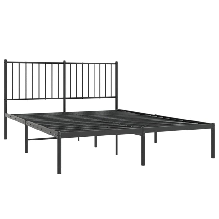 Metal Bed Frame with Headboard Black 137x187 Cm Double