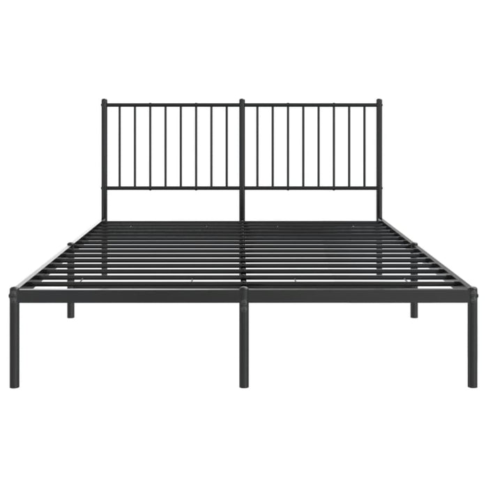 Metal Bed Frame with Headboard Black 137x187 Cm Double