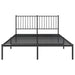 Metal Bed Frame with Headboard Black 137x187 Cm Double