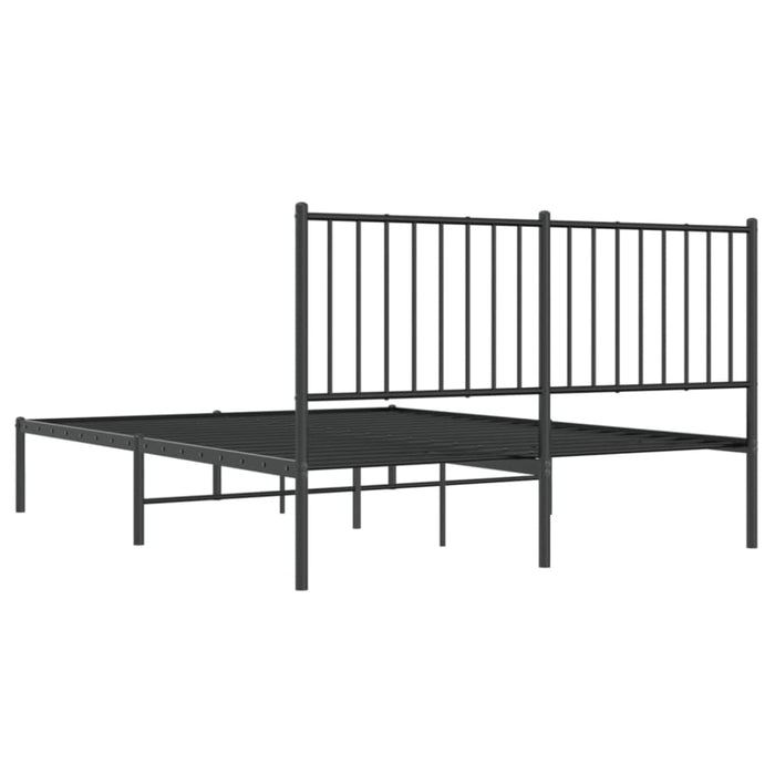 Metal Bed Frame with Headboard Black 137x187 Cm Double