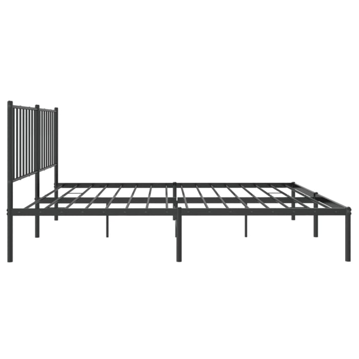 Metal Bed Frame with Headboard Black 137x187 Cm Double