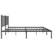 Metal Bed Frame with Headboard Black 137x187 Cm Double