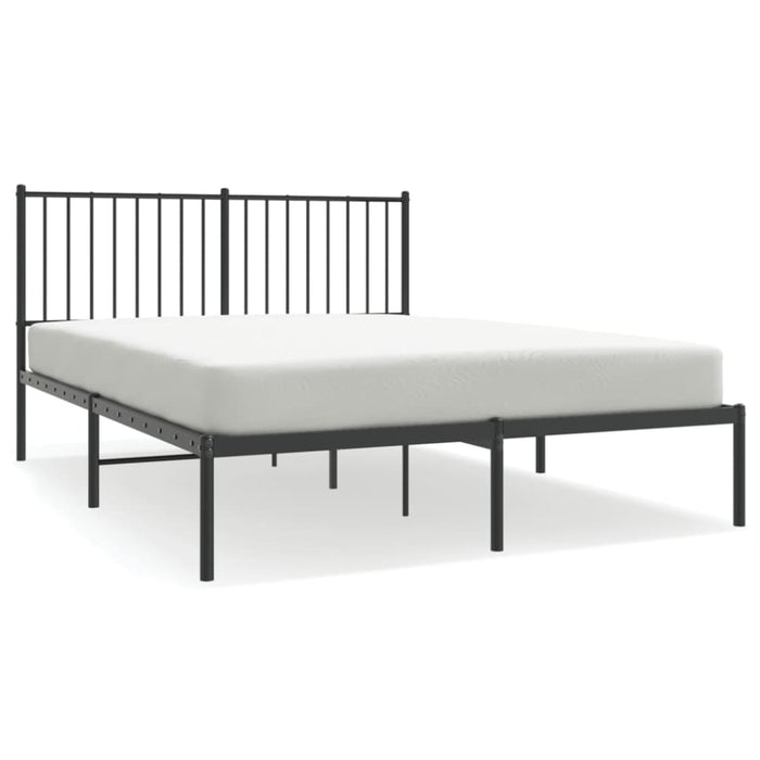 Metal Bed Frame with Headboard Black 137x187 Cm Double