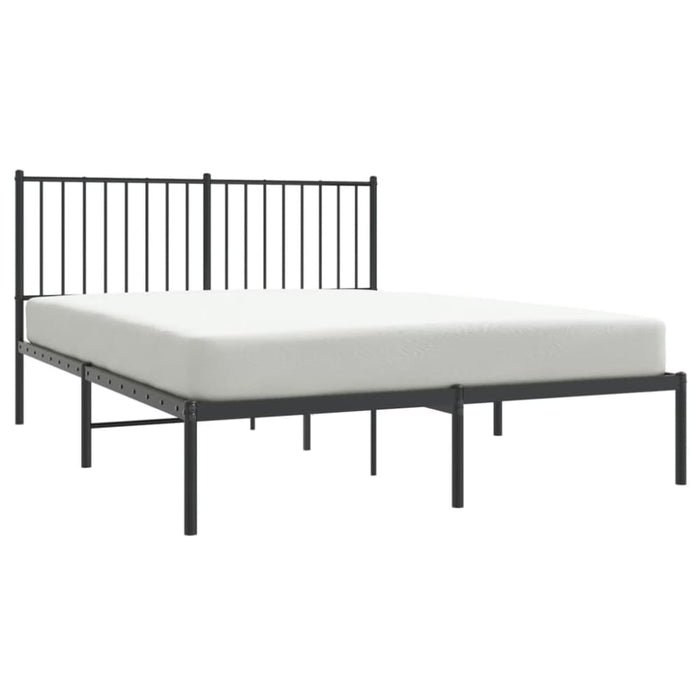 Metal Bed Frame with Headboard Black 137x187 Cm Double