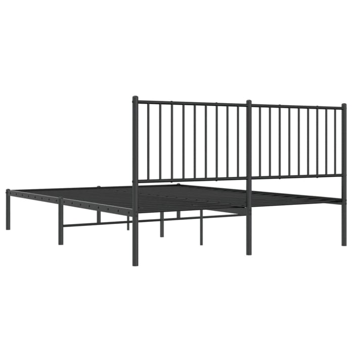 Metal Bed Frame with Headboard Black 153x203 Cm Queen Tpbnll