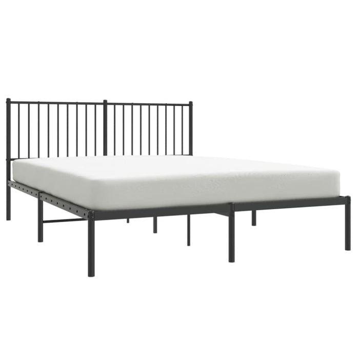 Metal Bed Frame with Headboard Black 153x203 Cm Queen Tpbnll