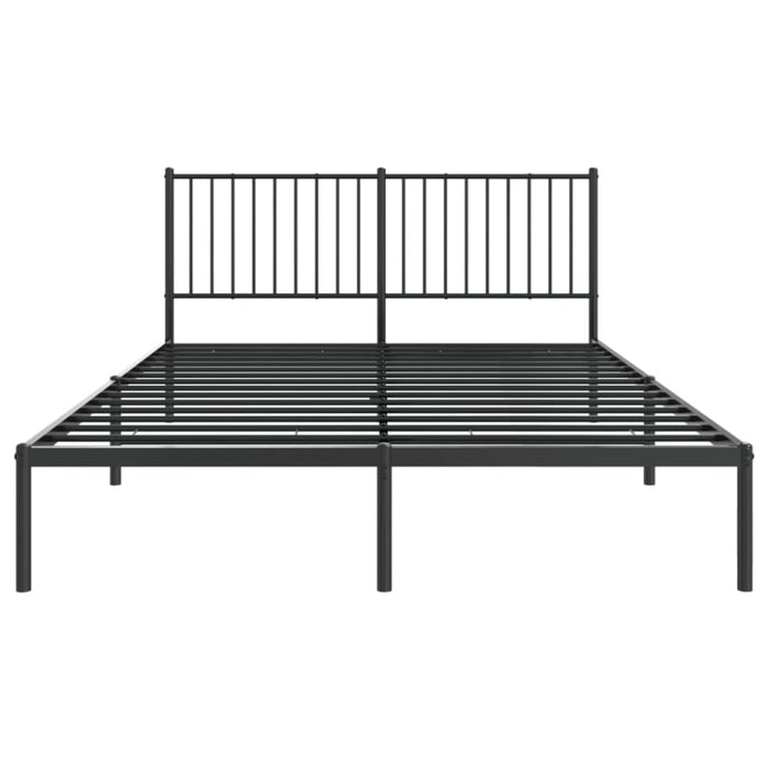 Metal Bed Frame with Headboard Black 153x203 Cm Queen Tpbnll