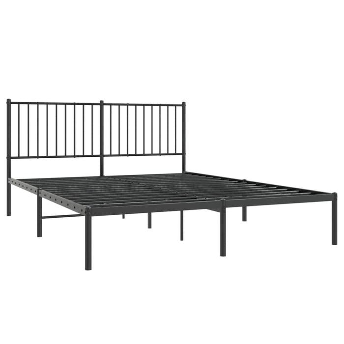 Metal Bed Frame with Headboard Black 153x203 Cm Queen Tpbnll