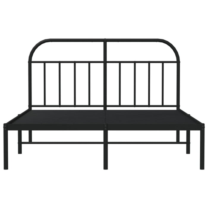 Metal Bed Frame with Headboard Black 153x203 Cm Queen Tptlti