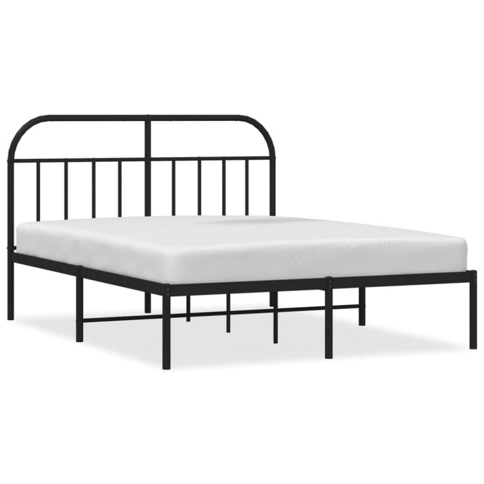 Metal Bed Frame with Headboard Black 153x203 Cm Queen Tptlti