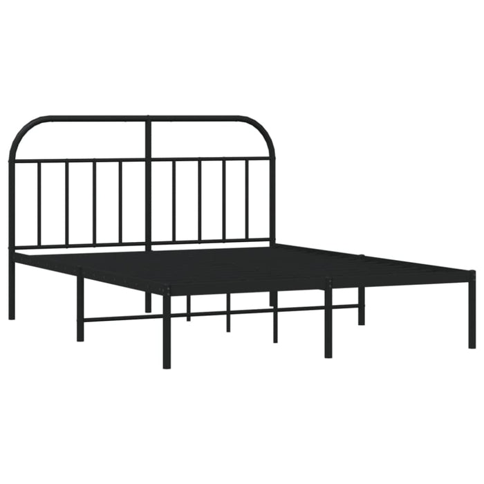 Metal Bed Frame with Headboard Black 153x203 Cm Queen Tptlti