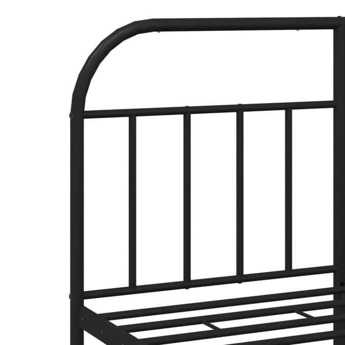 Metal Bed Frame with Headboard Black 153x203 Cm Queen Tptlti