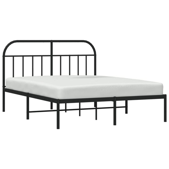 Metal Bed Frame with Headboard Black 153x203 Cm Queen Tptlti