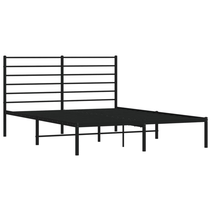 Metal Bed Frame with Headboard Black 153x203 Cm Queen Tpxtxo