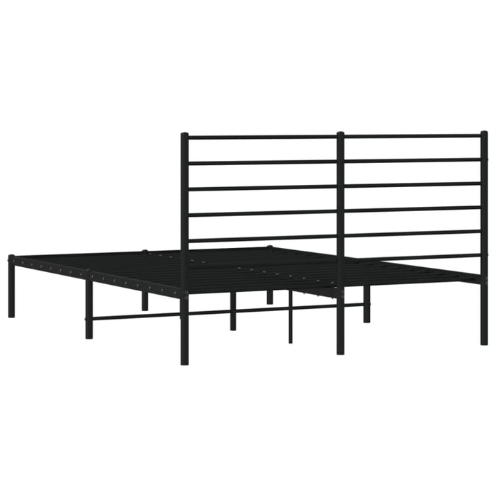 Metal Bed Frame with Headboard Black 153x203 Cm Queen Tpxtxo