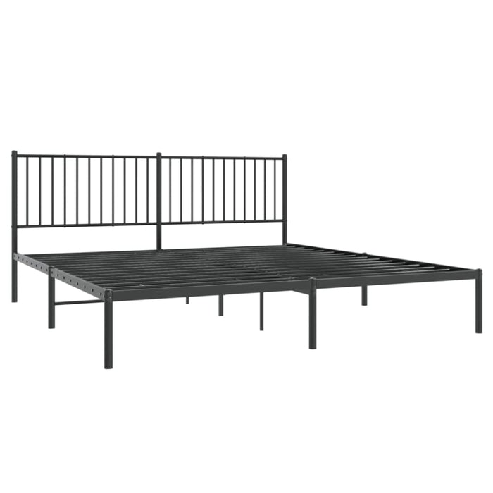 Metal Bed Frame with Headboard Black 183x203 Cm King Tpbnln