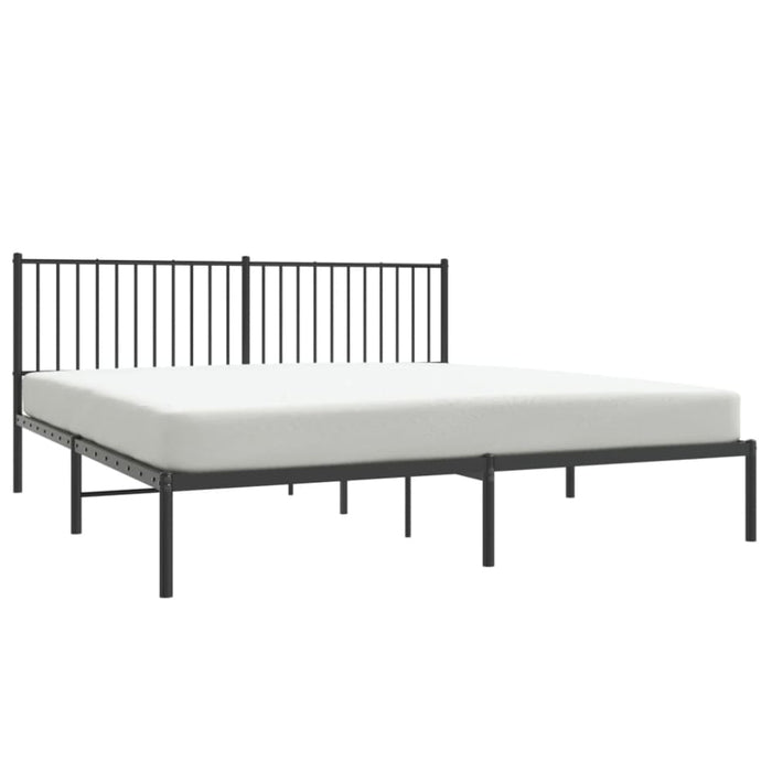 Metal Bed Frame with Headboard Black 183x203 Cm King Tpbnln
