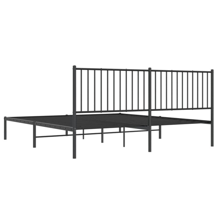 Metal Bed Frame with Headboard Black 183x203 Cm King Tpbnln