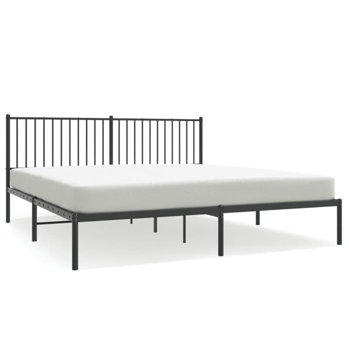 Metal Bed Frame with Headboard Black 183x203 Cm King Tpbnln