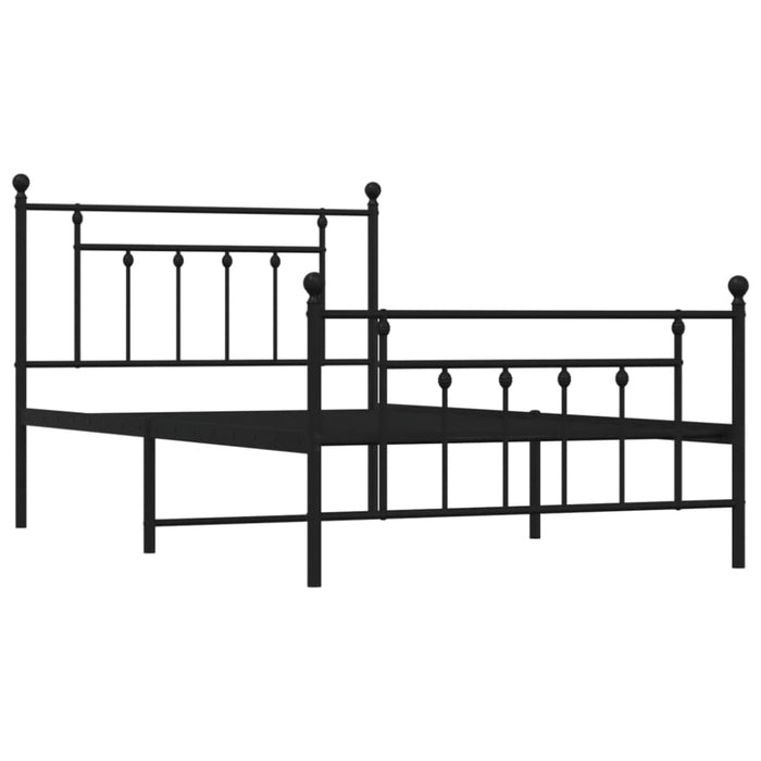 Metal Bed Frame with Headboard and Footboard Black 107x203