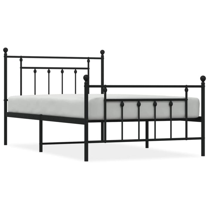 Metal Bed Frame with Headboard and Footboard Black 107x203