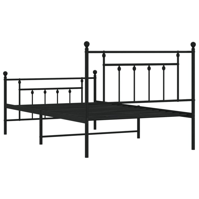 Metal Bed Frame with Headboard and Footboard Black 107x203
