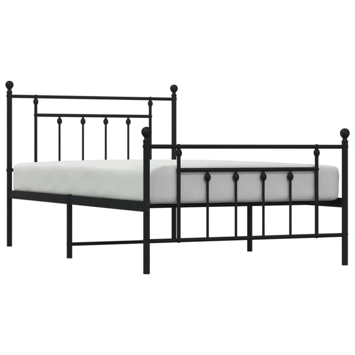 Metal Bed Frame with Headboard and Footboard Black 107x203