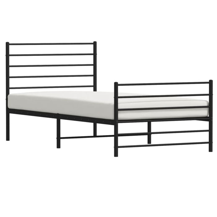Metal Bed Frame with Headboard and Footboard Black 107x203