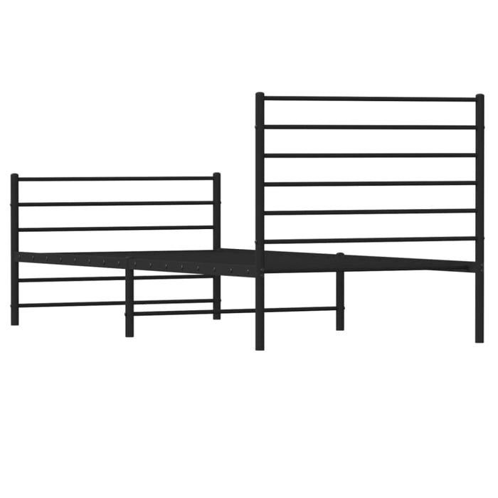 Metal Bed Frame with Headboard and Footboard Black 107x203