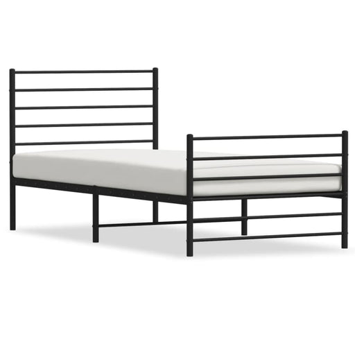 Metal Bed Frame with Headboard and Footboard Black 107x203