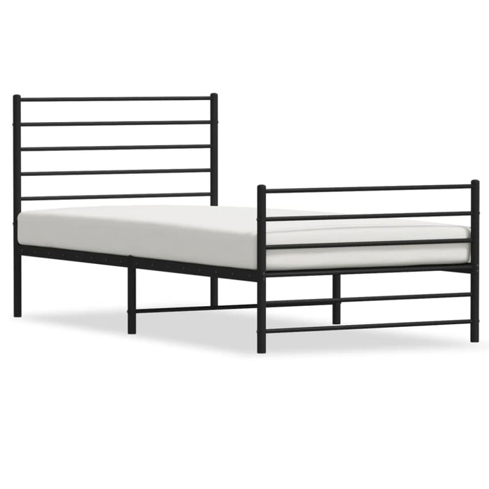 Metal Bed Frame with Headboard and Footboard Black 107x203