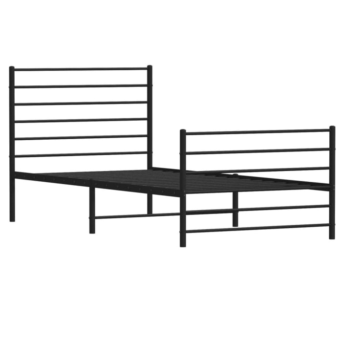 Metal Bed Frame with Headboard and Footboard Black 107x203