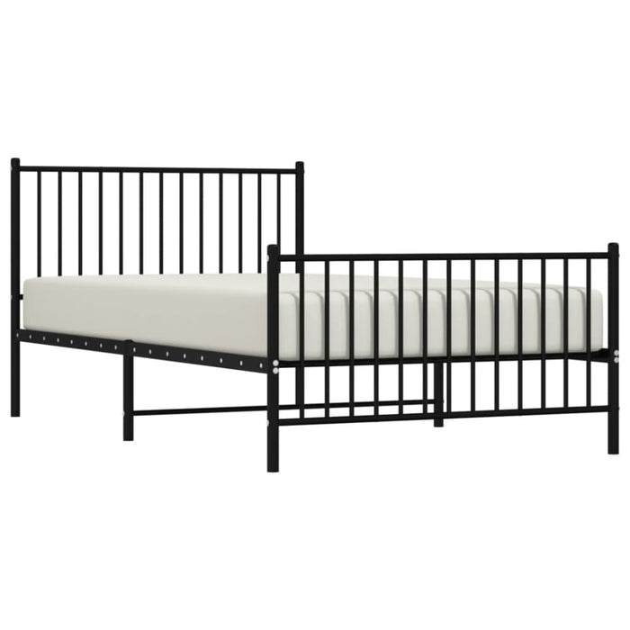 Metal Bed Frame with Headboard and Footboard Black 107x203