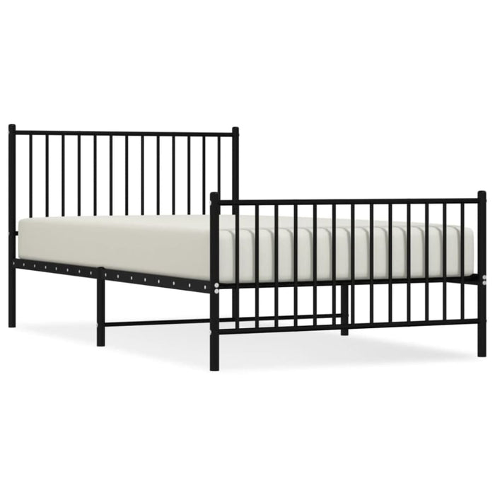 Metal Bed Frame with Headboard and Footboard Black 107x203