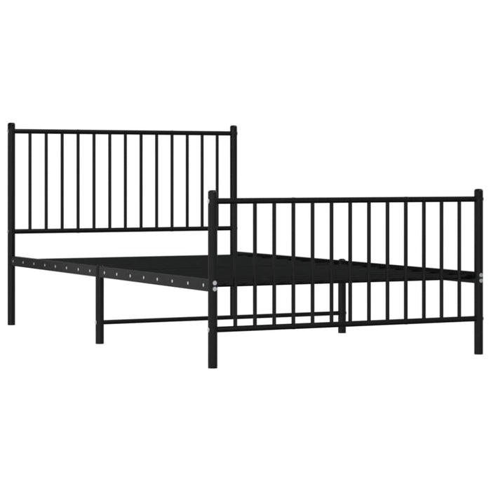 Metal Bed Frame with Headboard and Footboard Black 107x203