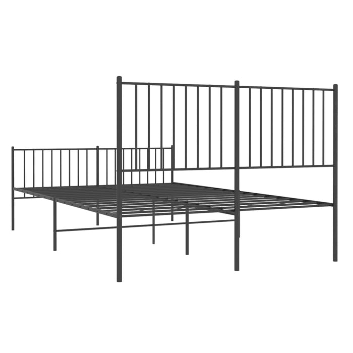 Metal Bed Frame with Headboard and Footboard Black 137x187