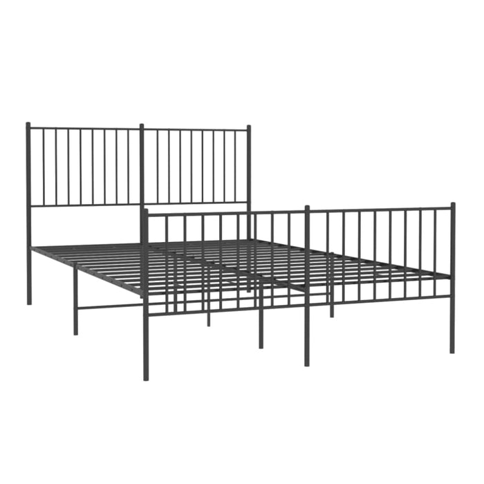 Metal Bed Frame with Headboard and Footboard Black 137x187