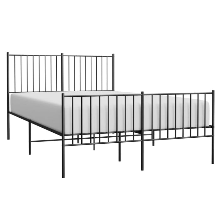 Metal Bed Frame with Headboard and Footboard Black 137x187
