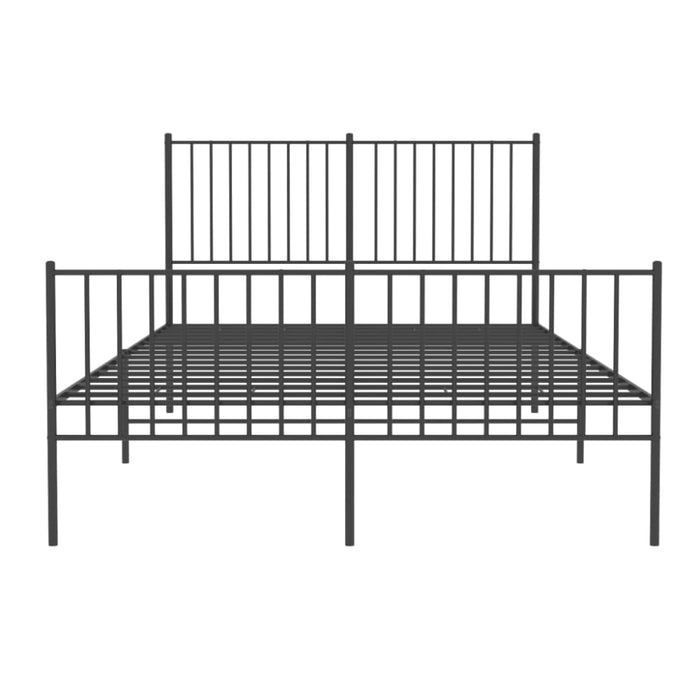 Metal Bed Frame with Headboard and Footboard Black 137x187