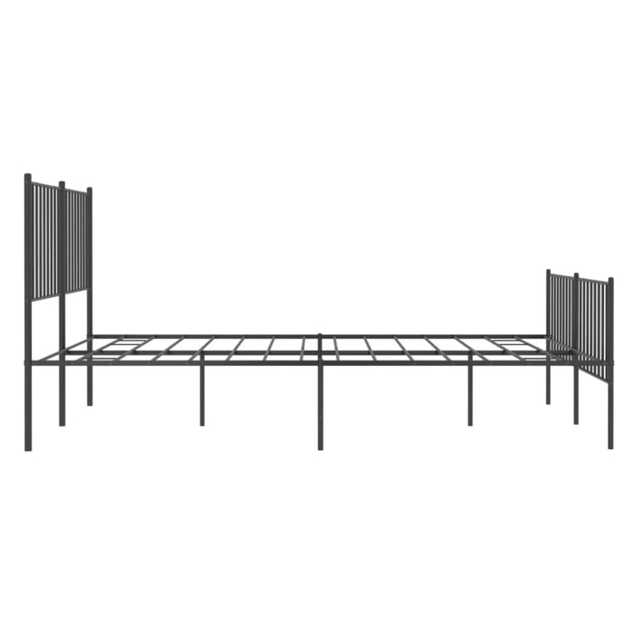 Metal Bed Frame with Headboard and Footboard Black 137x187
