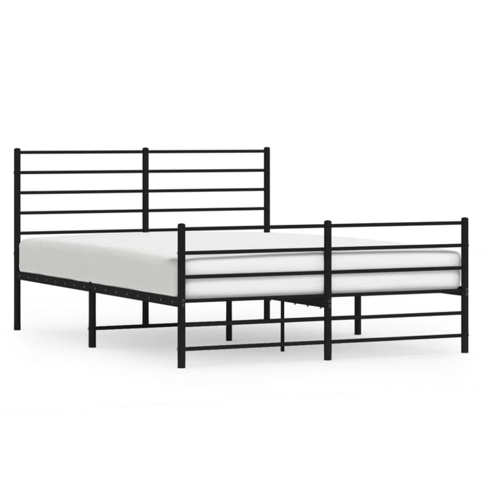 Metal Bed Frame with Headboard and Footboard Black 137x187