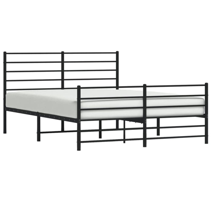 Metal Bed Frame with Headboard and Footboard Black 137x187