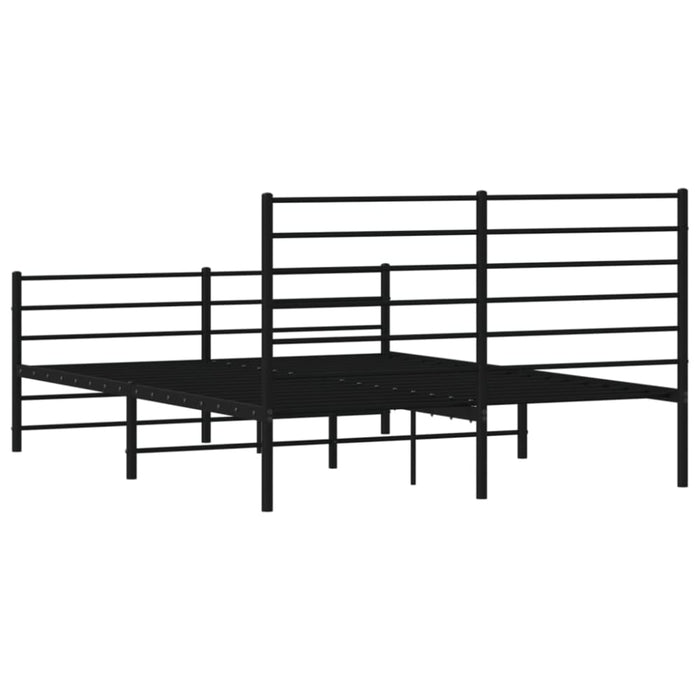 Metal Bed Frame with Headboard and Footboard Black 137x187