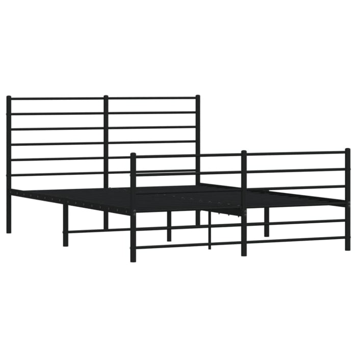 Metal Bed Frame with Headboard and Footboard Black 137x187