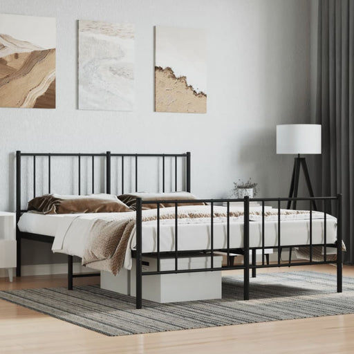 Metal Bed Frame With Headboard And Footboard Black 153x203